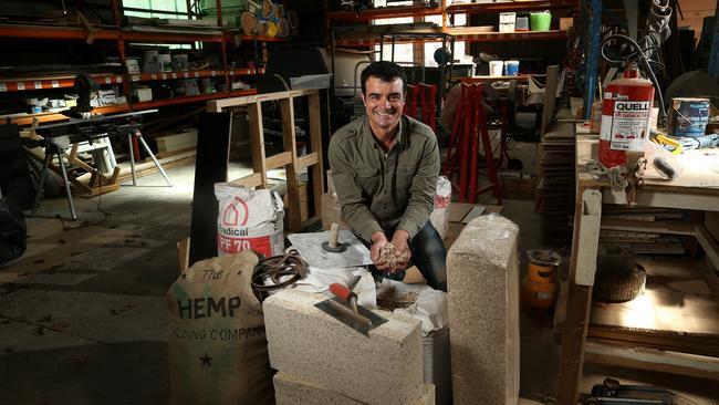 Joe D'Alo in the workshop with hempcrete